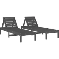 Super Merchant Sonnenliegen 2 Stk. Grau 199,5x60x74 cm Massivholz Kiefer