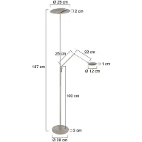 Steinhauer LED-Stehlampe Zenith 2, stahl, Leselampe, CCT, Fernbedienung