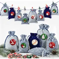 Sonstiges Adventskalender XXL Stoff 24 Säckchen wiederverwendbar Blau Grau 2 Größen
