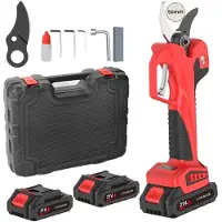 OEM Akku-Gartenschneider, bürstenloser Motor, einstellbare Geschwindigkeitsstufen, Rot mit 2 Batterien
