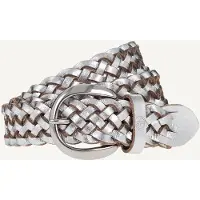 Tamaris Flechtgürtel "Dana Silver", Damen, Gr. 90, silber, Leder, unifarben, Gürtel Flechtgürtel, mit moderner Flechtoptik, aus Leder, in jeder Länge schließbar