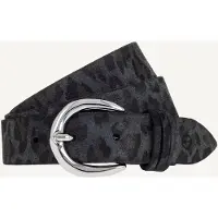 Tamaris Ledergürtel "Debora Silver", Damen, Gr. 115, grau (schwarz, anthrazit), Rindsleder, Antik-Look, gemustert, used, Gürtel Ledergürtel, Animal-Design, Used Look, 3 cm breit