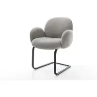 DELIFE Freischwinger Nube-Flex mit Armlehnen Strukturstoff Soft Grau Freischwinger flach Schwarz Taschenfederkern