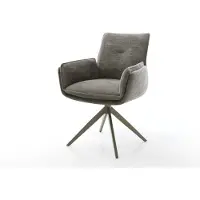 DELIFE Drehstuhl Nela-Flex Bouclé Soft Schlamm Kreuzgestell breit Effektfinish Titan 360° drehbar Wippfunktion