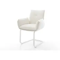 DELIFE Freischwinger Nela-Flex Bouclé Soft Beige Freischwinger flach Weiß
