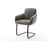 DELIFE Freischwinger Luan-Flex mit Armlehnen Bouclé Soft Schlamm Freischwinger flach Schwarz