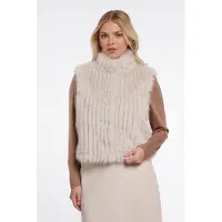 Rino & Pelle Kurzweste "DAVA", Damen, Gr. 34, beige (birch), Plüsch, Obermaterial: 100% Polyester. Futter: 100% Polyester, regular fit taillenbedeckt, Westen Kurzweste, mit Stehkragen