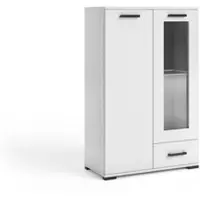 Masseno Kommode ALBANO 80 cm Sideboard mit 1 Schubladen und 2 Türen für Wohnzimmer Schlafzimmer Modern 80x40x125 cm Weiß