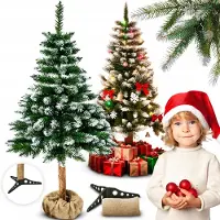 Heckermann Künstlicher Weihnachtsbaum 180 cm-Nat. Stamm, Schnee.Bezogene Zweige, mit