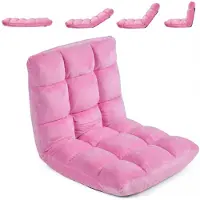 KOMFOTTEU Bodenstuhl, Bodensessel mit Verstellbarer Rückenlehne (Rosa) | Bodensofa Klappbar, Relaxsessel Gepolstert mit Liegefunktion, Meditationsstuhl, Floor Chair für Zuhause & Freizeit