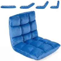 KOMFOTTEU Bodenstuhl, Bodensessel mit Verstellbarer Rückenlehne (Blau) | Bodensofa Klappbar, Relaxsessel Gepolstert mit Liegefunktion, Meditationsstuhl, Floor Chair für Zuhause & Freizeit