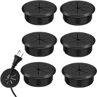 OEM Flexible Rundöffnung 60 mm schwarz - Set von 6 - Flexible runde Öffnung für Büro, Bürotisch, Computer, Bürotischmöbel