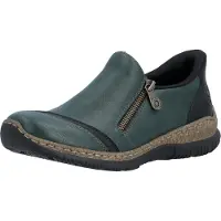 Rieker Damen Komfort Slipper Schlupfschuh mit Reißverschluss N3265, Größe:42 EU, Farbe:Grün