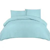 Markenlos Bettwäsche Set - Mikrofaser Bettbezug 200 x 200 cm + 2 Kissenbezüge 50 x 75 cm - Spa Blau