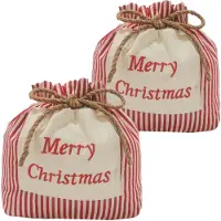 Sonstiges 2 Weihnachtssäckchen Adventskalender Baumwoll Stoffbeutel mit Kordelzug 23x23 cm