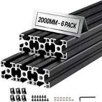 StarTech.com Aluminiumprofil 3030 T-Nut - Alu-Profil Schiene 6er Set 2 m - Eloxiert Nach EU-Standard - Hochfestes Strangpressprofil - Für 3D-Drucker & CNC-Werkbank - Schwarz