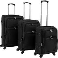 Markenlos 3-teiliges Weichgepäck Trolley-Set in Schwarz