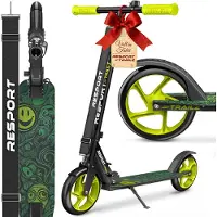 RE:SPORT Cityroller für Kinder & Erwachsene mit Klingel & Tragegurt | Tretroller Scooter höhenverstellbar & klappbar bis 100 kg | Kinderroller große Räder Kickscooter Kickroller