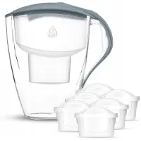 Dafi Omega 4 l Filterkanne Stahl, mit Anzeige, 6 Unimax Kartuschen