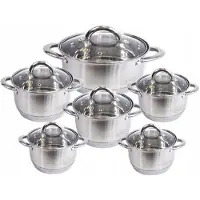 Zilner Edelstahl Kochtopf-Set für Induktion 12-teilig