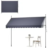 StarTech.com Manuell einziehbare Markise - Terrassen- und Balkonmarkise 350 cm - Höhenverstellbar - Mit Handkurbel ausziehbar - Sonnenschutz für Garten Fenster Tür - Dunkelgrau