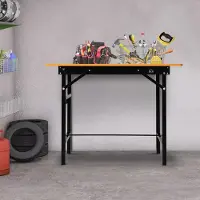 Sweiko Werkbank Werktisch Arbeitstisch Klapptisch Arbeitsplatte zusammenklappbar Stahl, MDF Gelb+Schwarz 100 x 60 x 75,5 cm