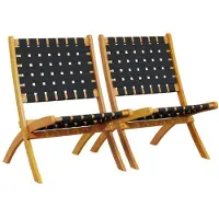 vidaXL Klappstühle, 2 Stück, schwarz, massives Akazienholz und Stoffbezug