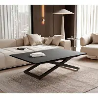 Idohome Ausziehbarer Couchtisch ARIA, höhenverstellbar, Wohnzimmertisch, Multifunktionstisch – Schwarz / Schwarz