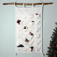 Sonstiges Adventskalender zum Befüllen Stoff, 24 Stoffbeutel, wiederverwendbar, weiß, 120x70cm