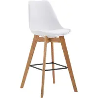 BellaFurn Originaler Barhocker – Gemütlicher Stil – Moderner Look – Samt-Option und Eichengestell | Kleidungsfarbe: Naturfarbe: Weiß