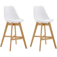 BellaFurn 2-teiliges Barhocker-Set - Hocker - Hoher Sitzkomfort, robustes modernes Design | Farbe: Weiß | Kleidungsfarbe: Natur