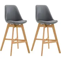 BellaFurn 2-teiliges Barhocker-Set – Holzhocker – hervorragender Sitzkomfort | Farbe: Grau | Kleidungsfarbe: Natur