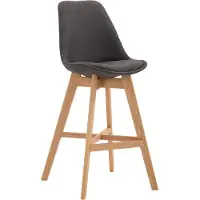 BellaFurn Barhocker mit Stoffpolsterung – Ottomane – Hoher Sitzkomfort – Gestell aus Eiche | Farbe: Dunkelgrau. Kleidungsfarbe: Natur