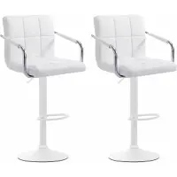 BellaFurn 2-teiliges Barhocker-Set -Barhocker -360° drehbar, bequem und pflegeleicht -Kunstleder | Farbe: Weiß | Grundfarbe: weiß