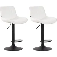 BellaFurn 2-teiliges Barhocker-Set – hohe Hocker – pflegeleichtes Kunstleder | Farbe: Weiß | Grundfarbe: Schwarz