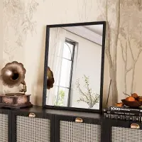 Sonstiges Badezimmerspiegel 40x50cm Schwarz Rechteckig Imitierte Holzoptik Sicherheitsglas Wassergeschützt