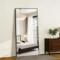Sonstiges Ganzkörperspiegel Standspiegel Wandspiegel 180 x 86 cm Aluminium Schwarz