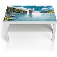 OEM Gläserne Side-Tisch - Design-Tisch - Wohnzimmer-Nachbildung - 3D-Tiefen-Effekt - 90 x 50 cm - Weiss mit Muster