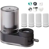 Sonstiges Wasserfilter für Waschbecken, 7-lagiger Verbundfilter, Wasserhahn Reiniger, Dunkelgrau, 4 Filter