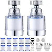 Sonstiges Wasserfilter für Wasserhahn 2 Stück mit 10 Ersatzfiltern 360° drehbar Universaladapter für Küche & Bad