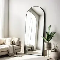 Sonstiges Ganzkörperspiegel 165x60 cm Standspiegel mit schwarzem Aluminiumrahmen zum Stehen, Anlehnen oder Hängen