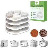 Sonstiges Ersatzfilter für Katzenbrunnen 4er Box mit Maifan- und Blähton-Kugeln 6-Schicht-Filtration