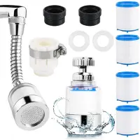 Sonstiges Wasserfilter für Wasserhahn 2 Stück 360° drehbar mit 4 Baumwollfilterelementen Verlängerung Küche Badezimmer