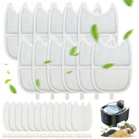 Sonstiges Ersatzfilter für Katzenbrunnen 4L, 12x Kohlefilter, 24x Schaumstofffilter, Aktivkohle & Harz