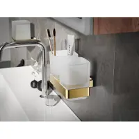 Emco loft Doppel-Glashalter, satiniertes Kristallglas, Wandmodell, 052500700, Farbe: Gold Poliert