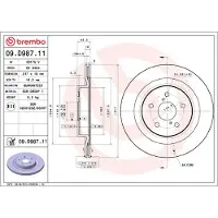 Brembo Bremsscheibe 09.D987.11, hinten, belüftet, 1 Stück
