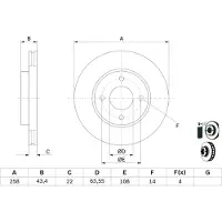 Bosch Bremsscheibe 0986478892 belüftet 258mm 22mm für MAZDA MG