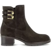 Gabor Stiefelette , Damen, Gr. 43, braun (mocca), Veloursleder, unifarben, Schuhe Stiefelette, Blockabsatz, Boots mit praktischem Reißverschluss, G-Weite