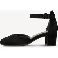 Tamaris Damen Wide FIT Pumps mit Riemen aus Leder, Black Suede, 39
