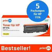 Print24 Toner für HP 117A Gelb, Kompatibel mit HP ColorLaser 150, MFP-178, u.v.m., 5 Stück